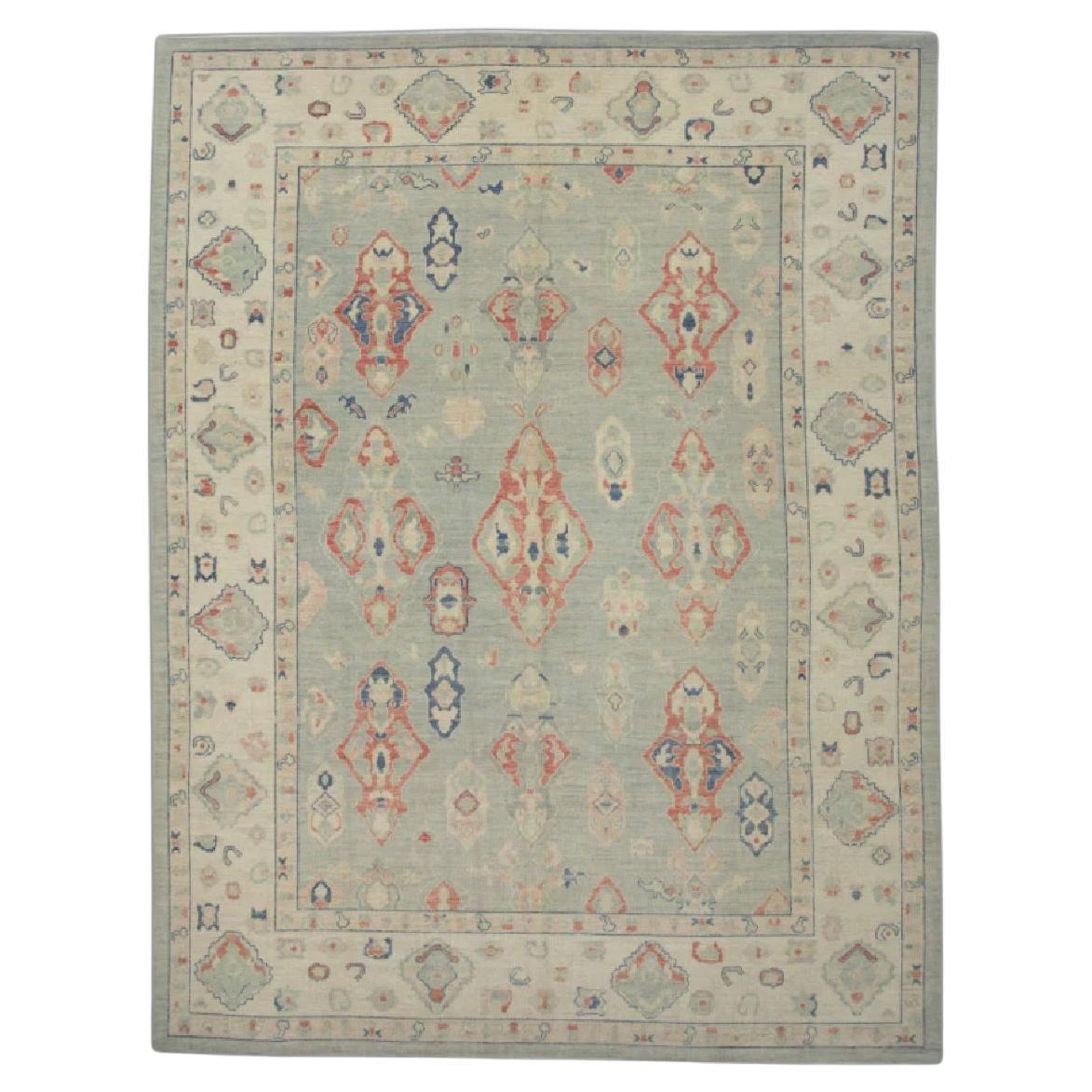 Handwoven Wool Turkish Oushak Rug 9'10