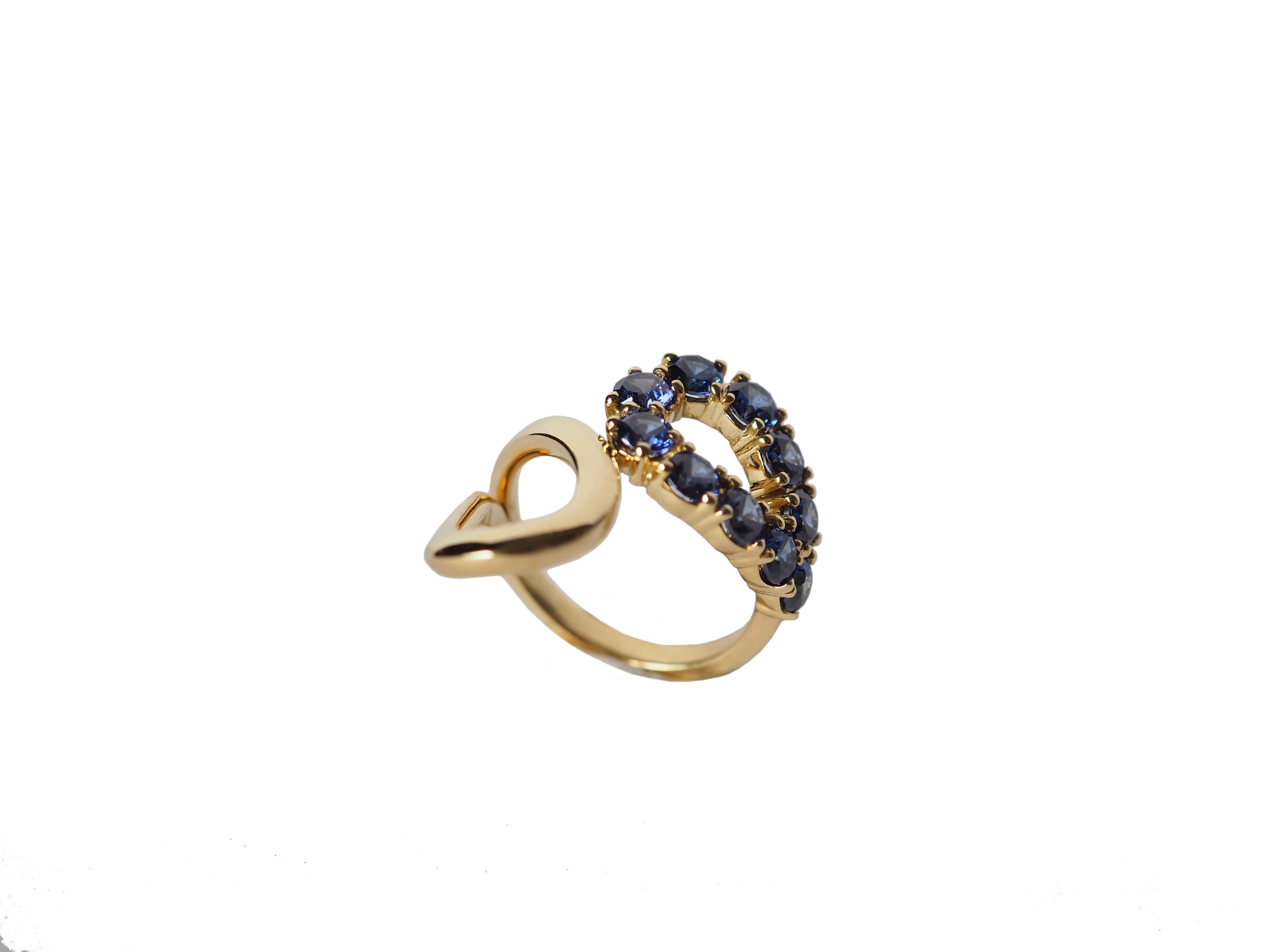 Blu Sapphire 18 Karat Gold Ring In New Condition For Sale In Milan, IT