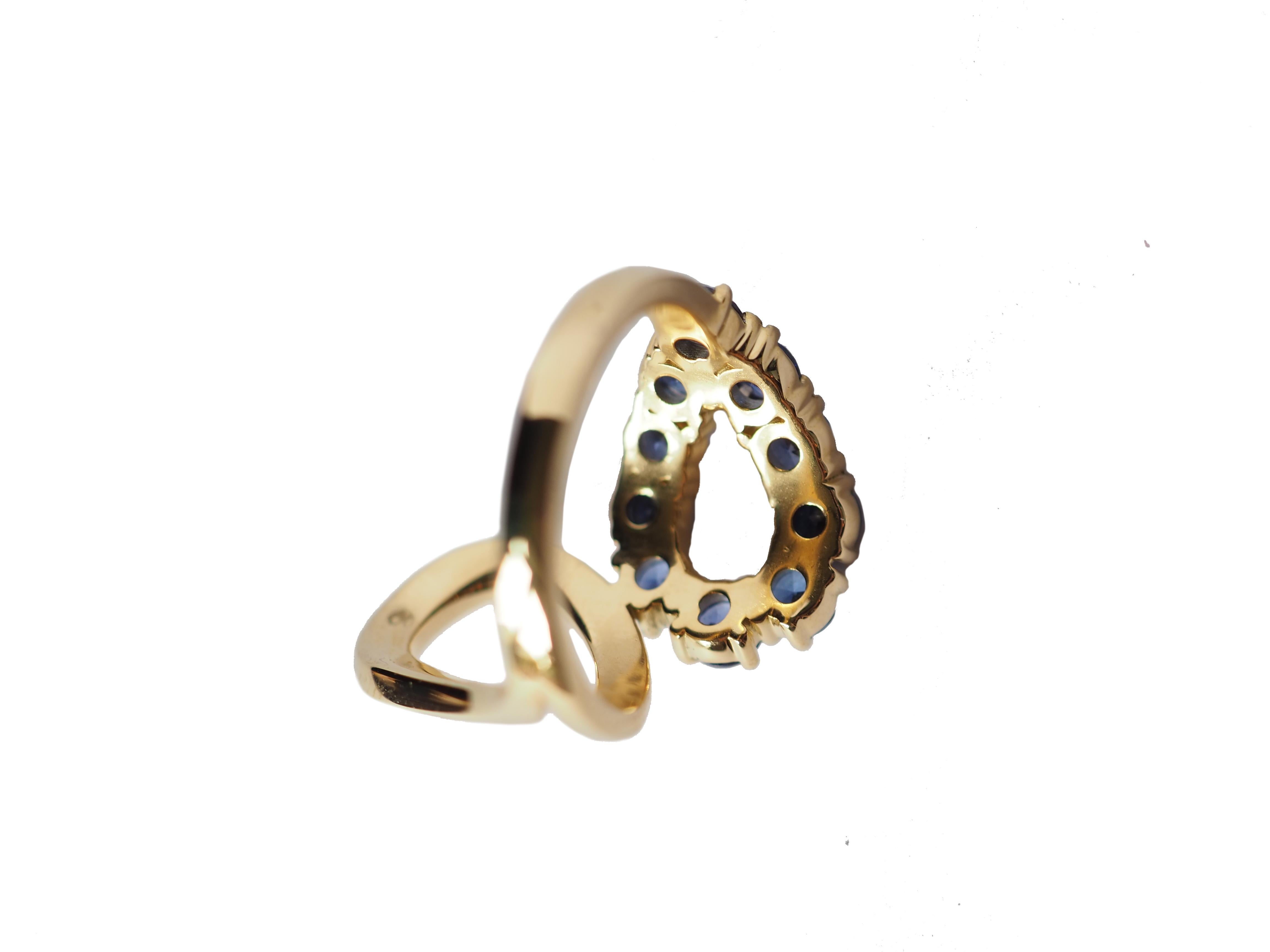 Blu Sapphire 18 Karat Gold Ring For Sale 1