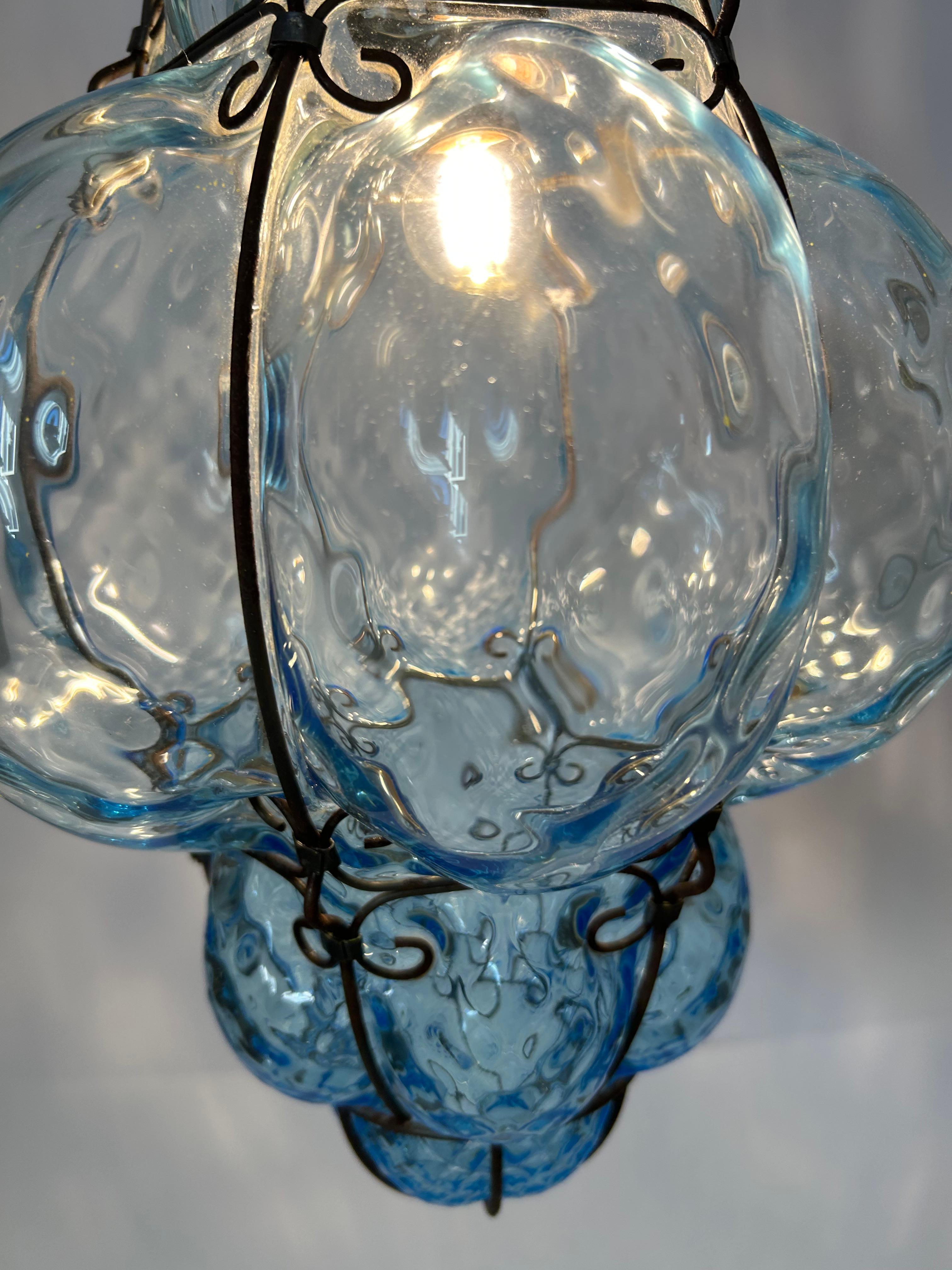 Burbuja Blu Sky, precioso colgante de cristal de Murano, años 80 en venta 5