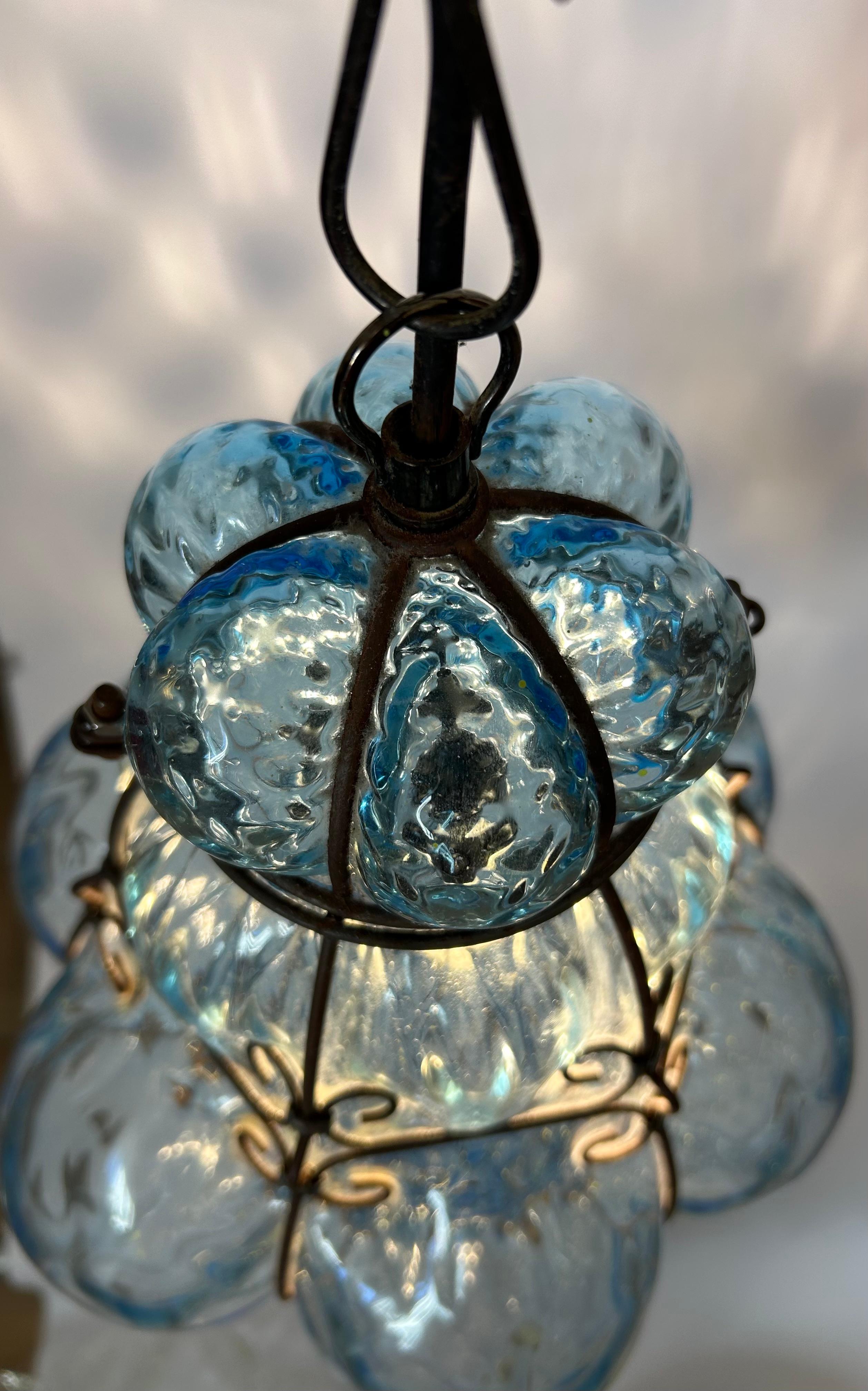 Burbuja Blu Sky, precioso colgante de cristal de Murano, años 80 en venta 6