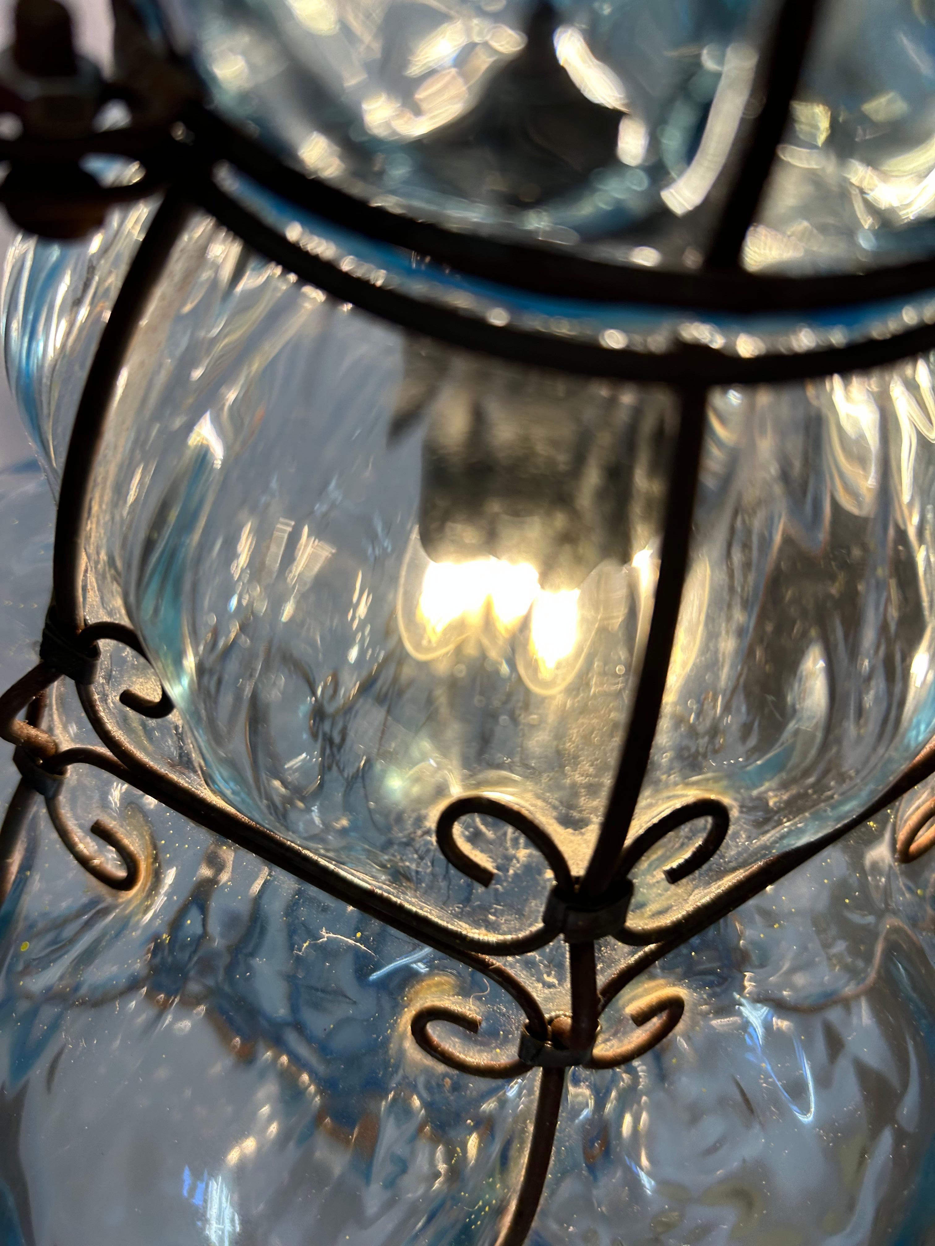 Burbuja Blu Sky, precioso colgante de cristal de Murano, años 80 en venta 9