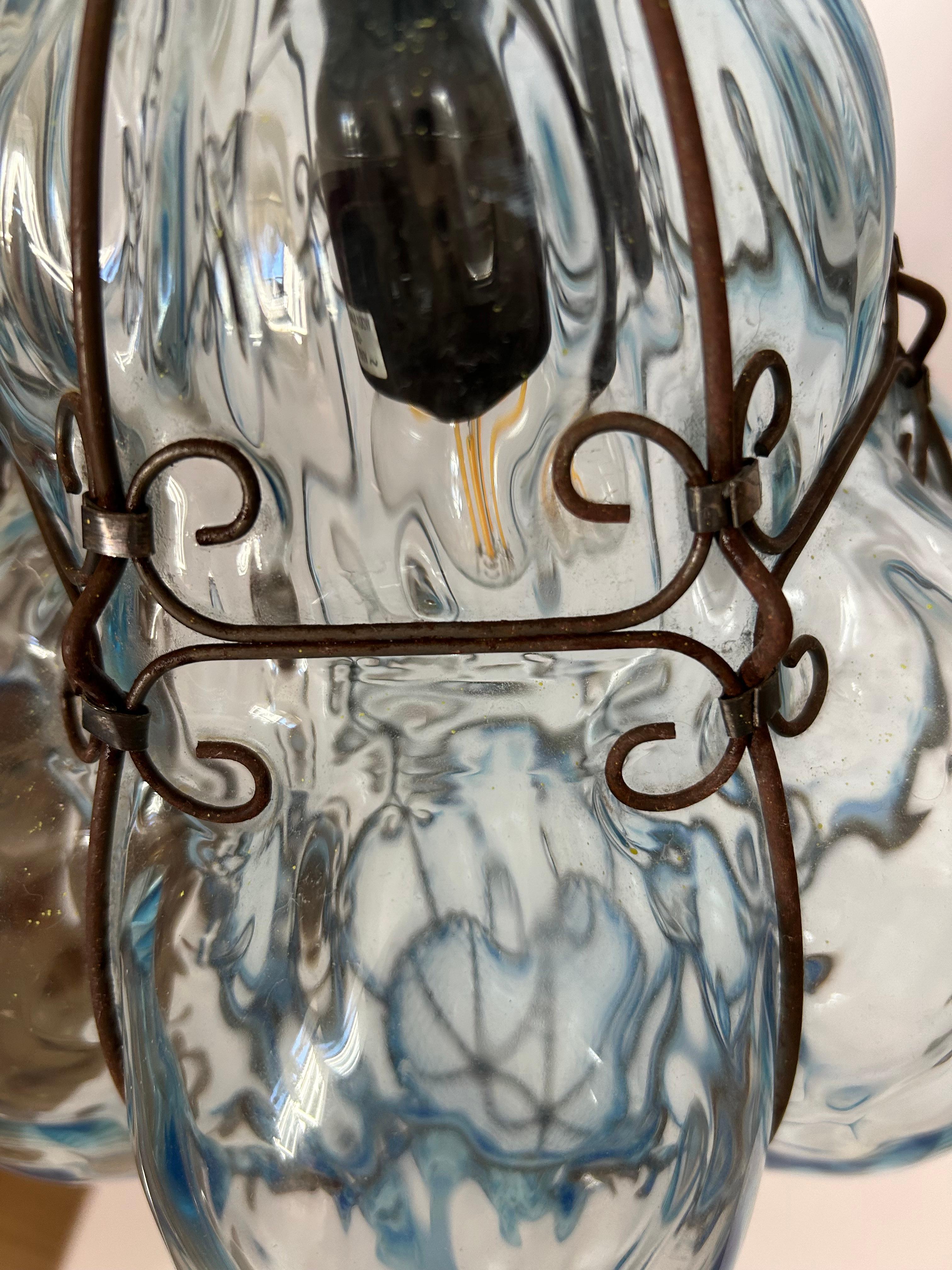Burbuja Blu Sky, precioso colgante de cristal de Murano, años 80 en venta 12