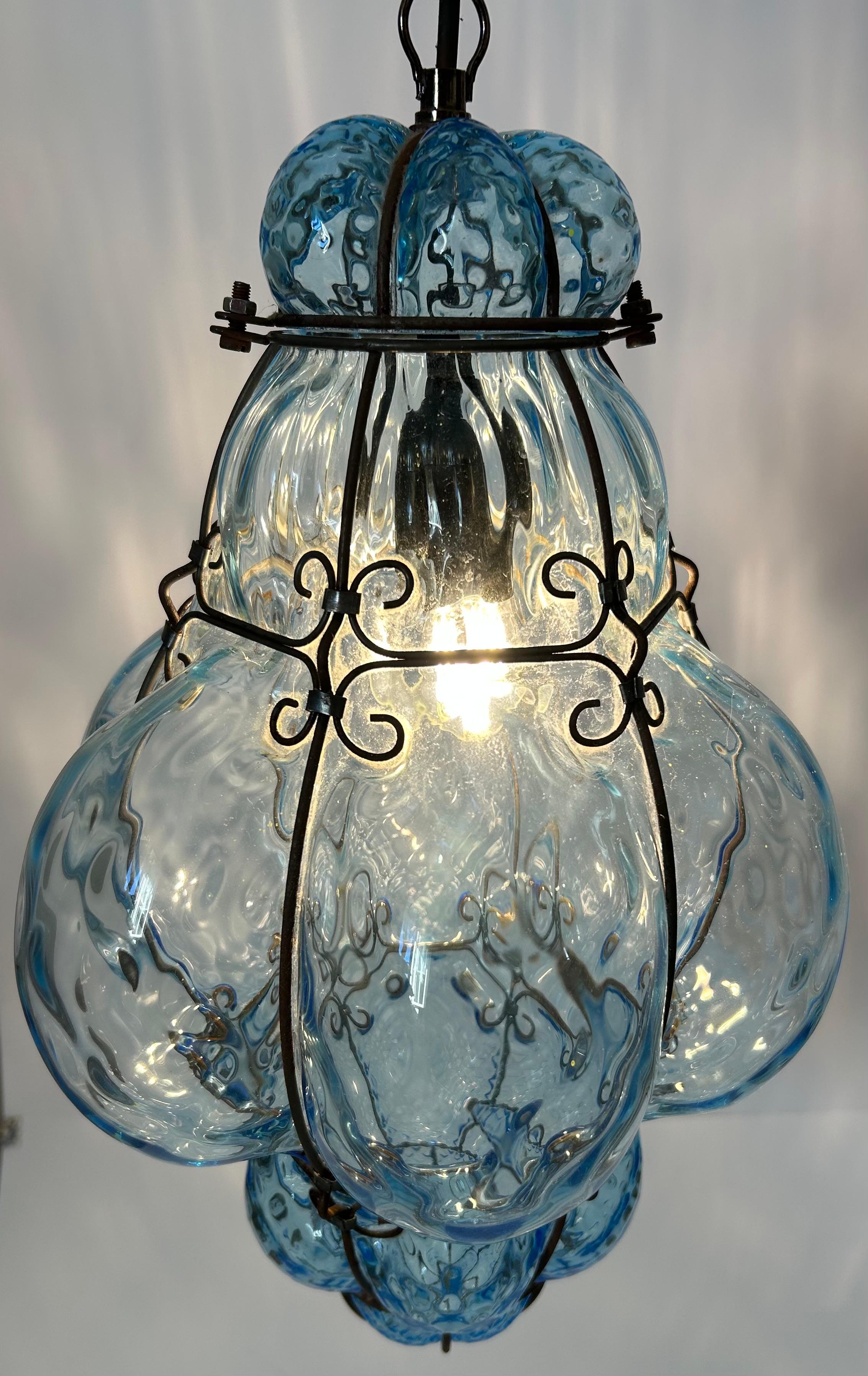 Burbuja Blu Sky, precioso colgante de cristal de Murano, años 80 Italiano en venta
