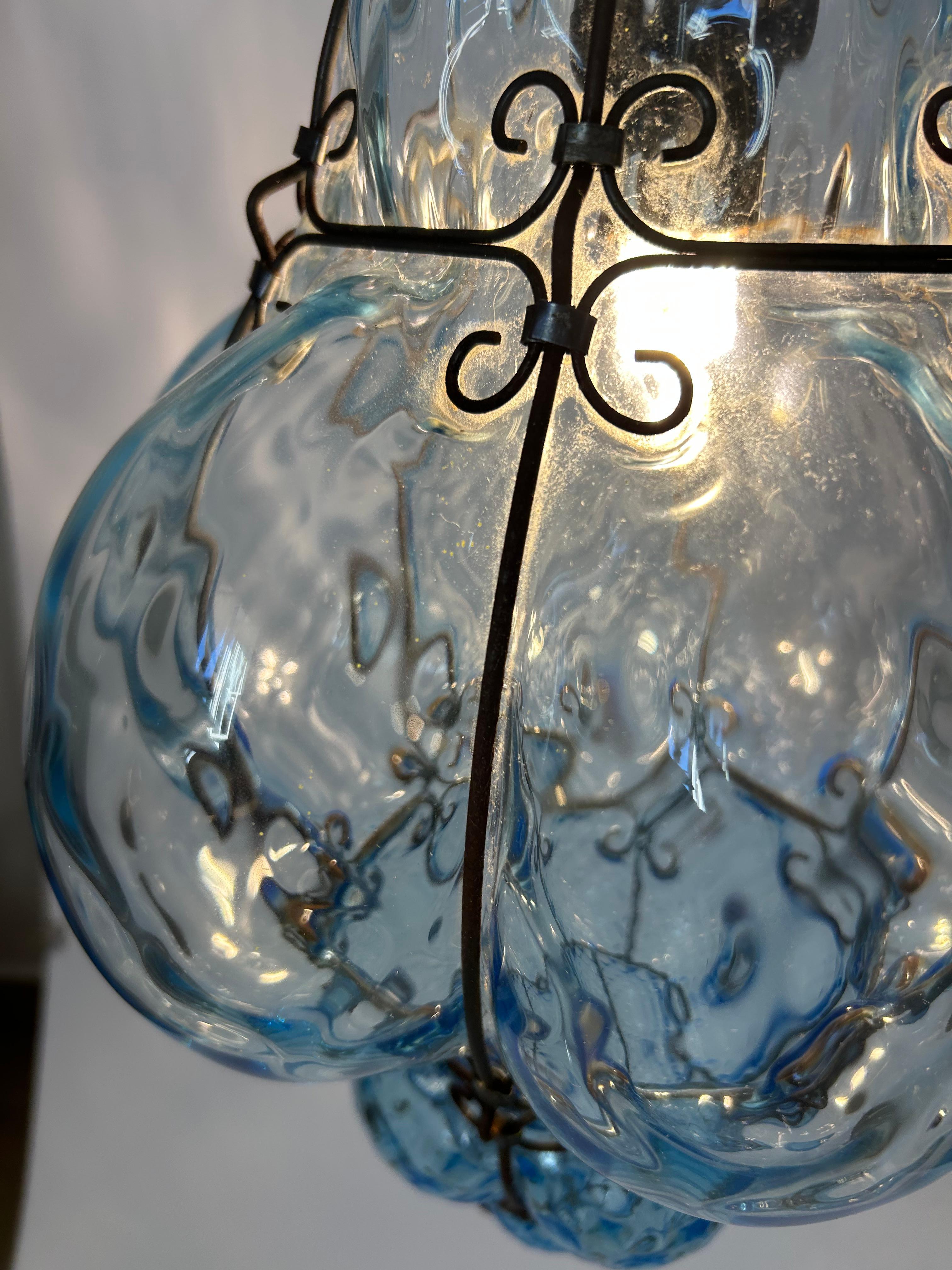 Burbuja Blu Sky, precioso colgante de cristal de Murano, años 80 en venta 1