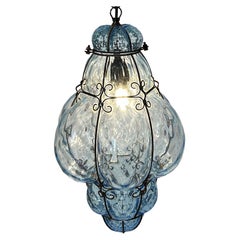 Burbuja Blu Sky, precioso colgante de cristal de Murano, años 80