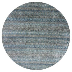 Blue 100% Plush Wool Hand Knotted Kohinoor Herat Design Round Rug 10'0" x 10'0"