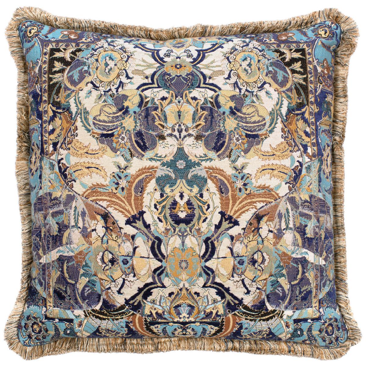 Turkish Blue 17th Century Modern Skull Cushion by Knots Rugs For Sale