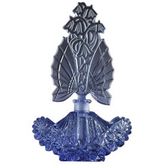 Blue 1920s Czechoslovakian Glass Perfume Bottle