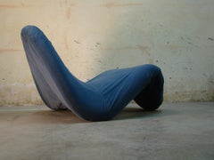Blue 1960s Vintage Tongue Chair in the Style of Pierre Paulin