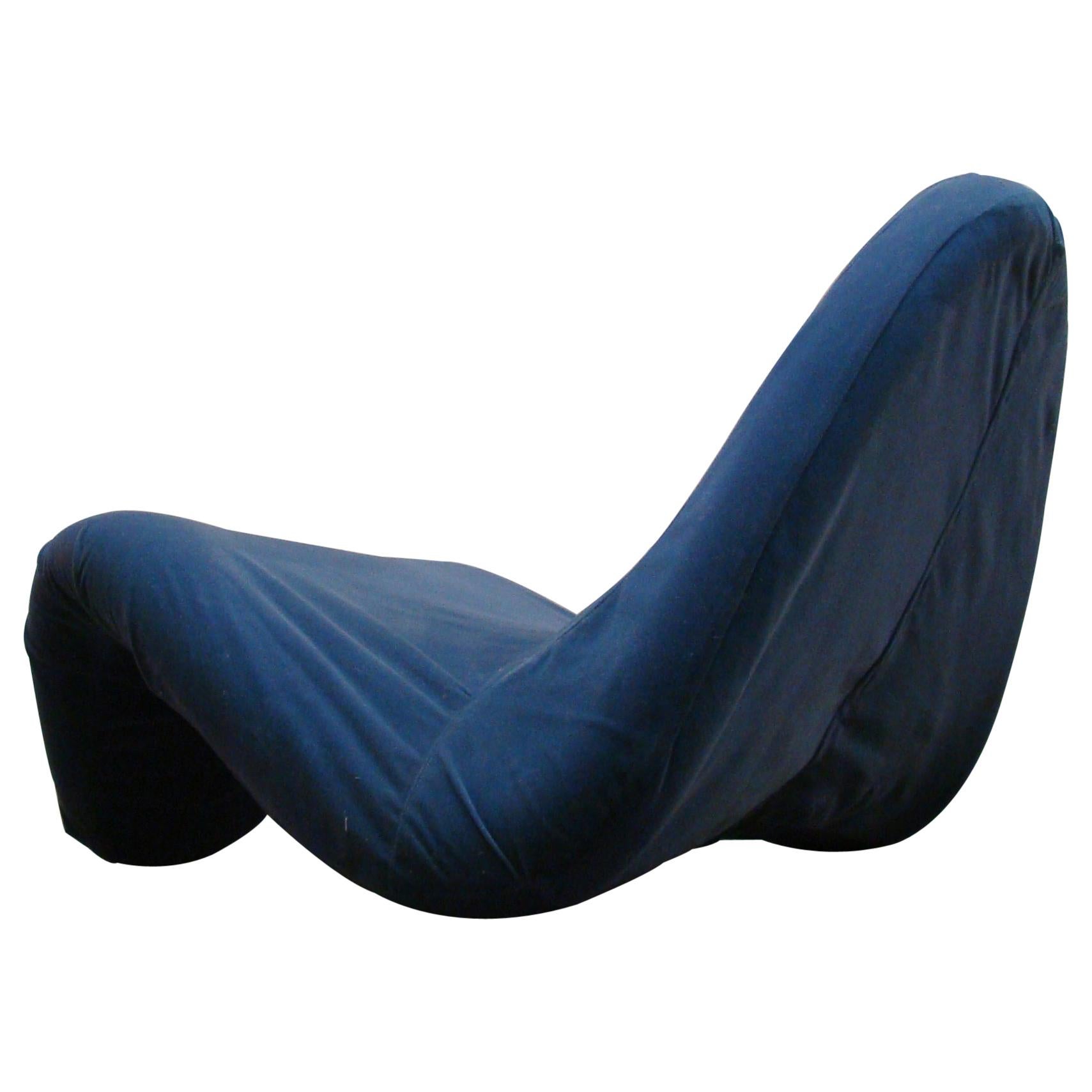 Blue 1960s Vintage Tongue Chair in the Style of Pierre Paulin For Sale