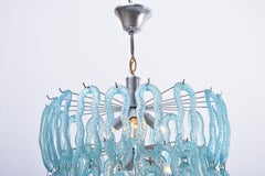 Blue 1970s Italian Chandelier Made of Perspex Rings and Metal Structure