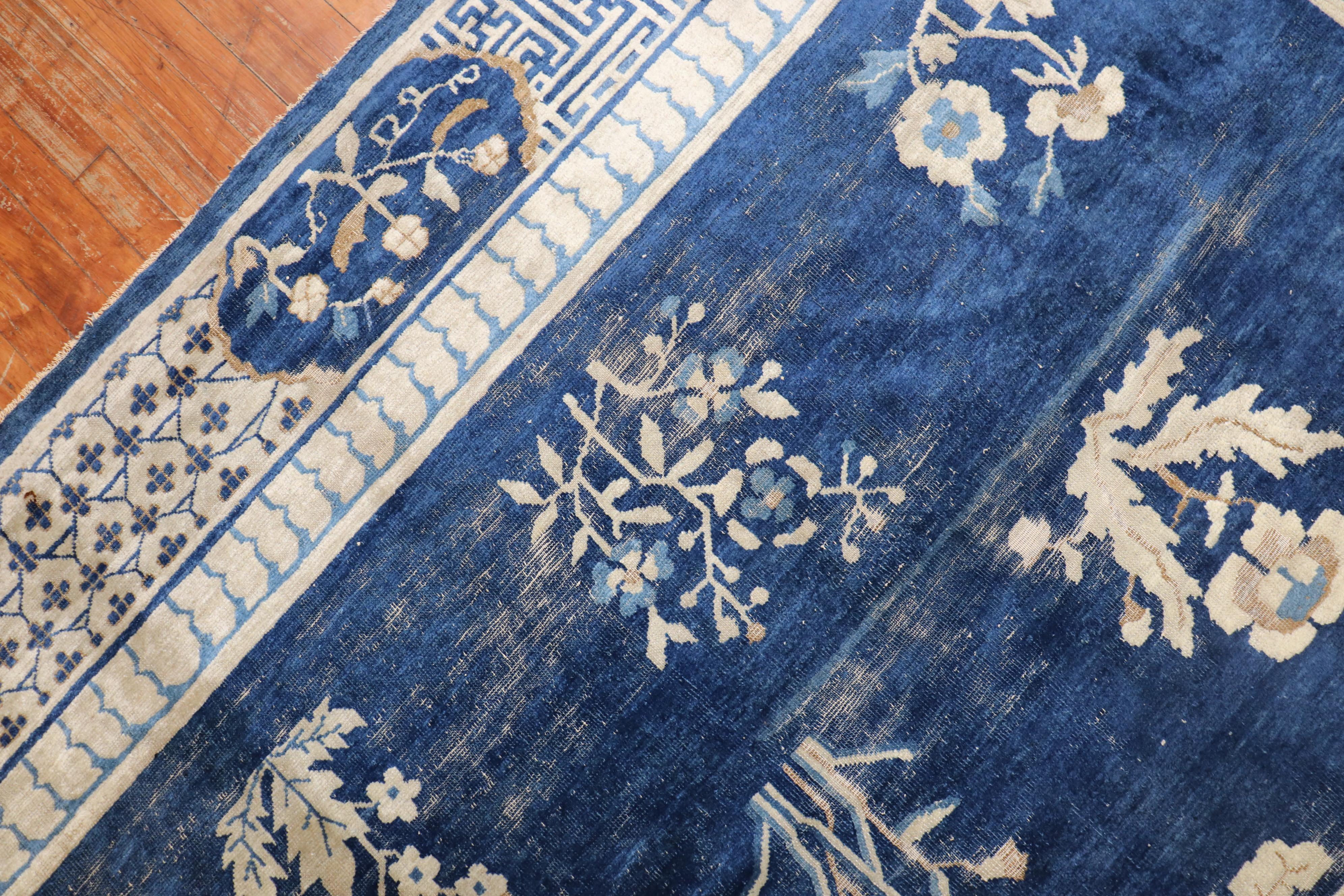 Blue Early 20th Century Large Chinese Square Rug For Sale 6