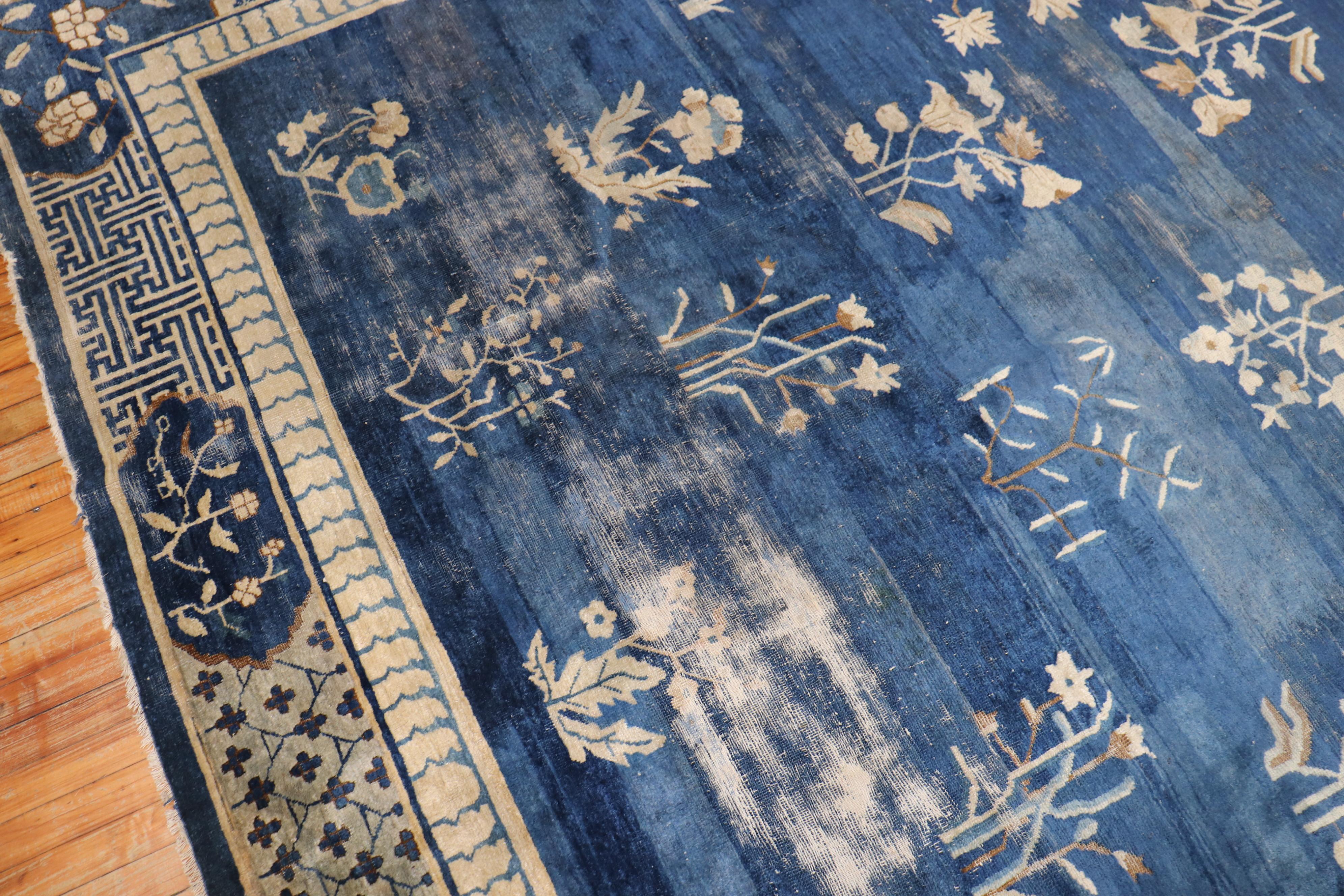 Blue Early 20th Century Large Chinese Square Rug For Sale 8