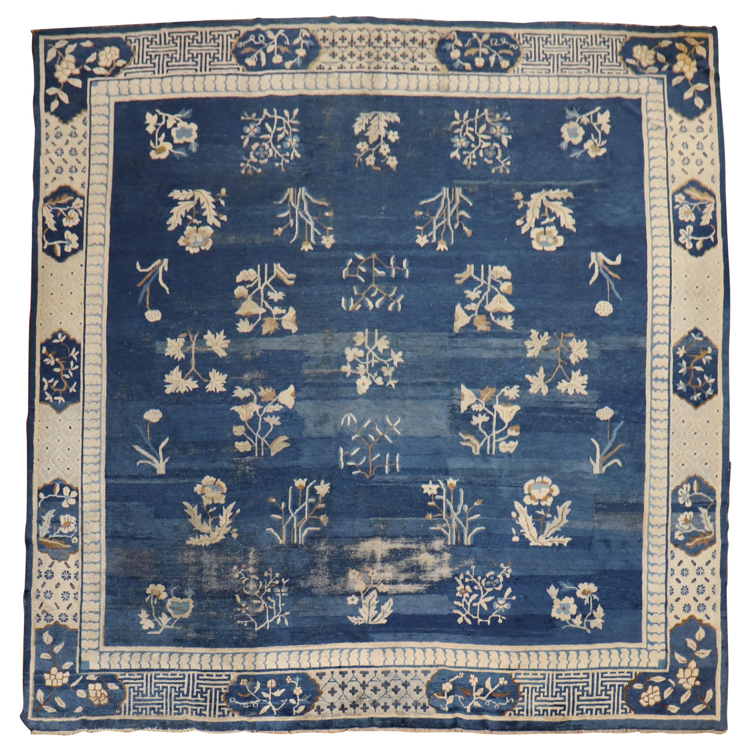 Blue Early 20th Century Large Chinese Square Rug