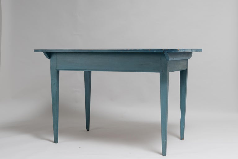 Hand-Crafted Blue 19th Century Swedish Gustavian Country Table or Desk