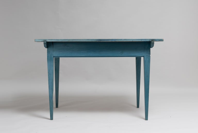 Blue 19th Century Swedish Gustavian Country Table or Desk In Good Condition In Kramfors, SE