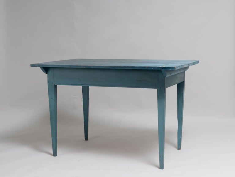 Pine Blue 19th Century Swedish Gustavian Country Table or Desk