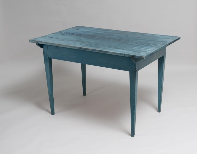 Blue 19th Century Swedish Gustavian Country Table or Desk 1
