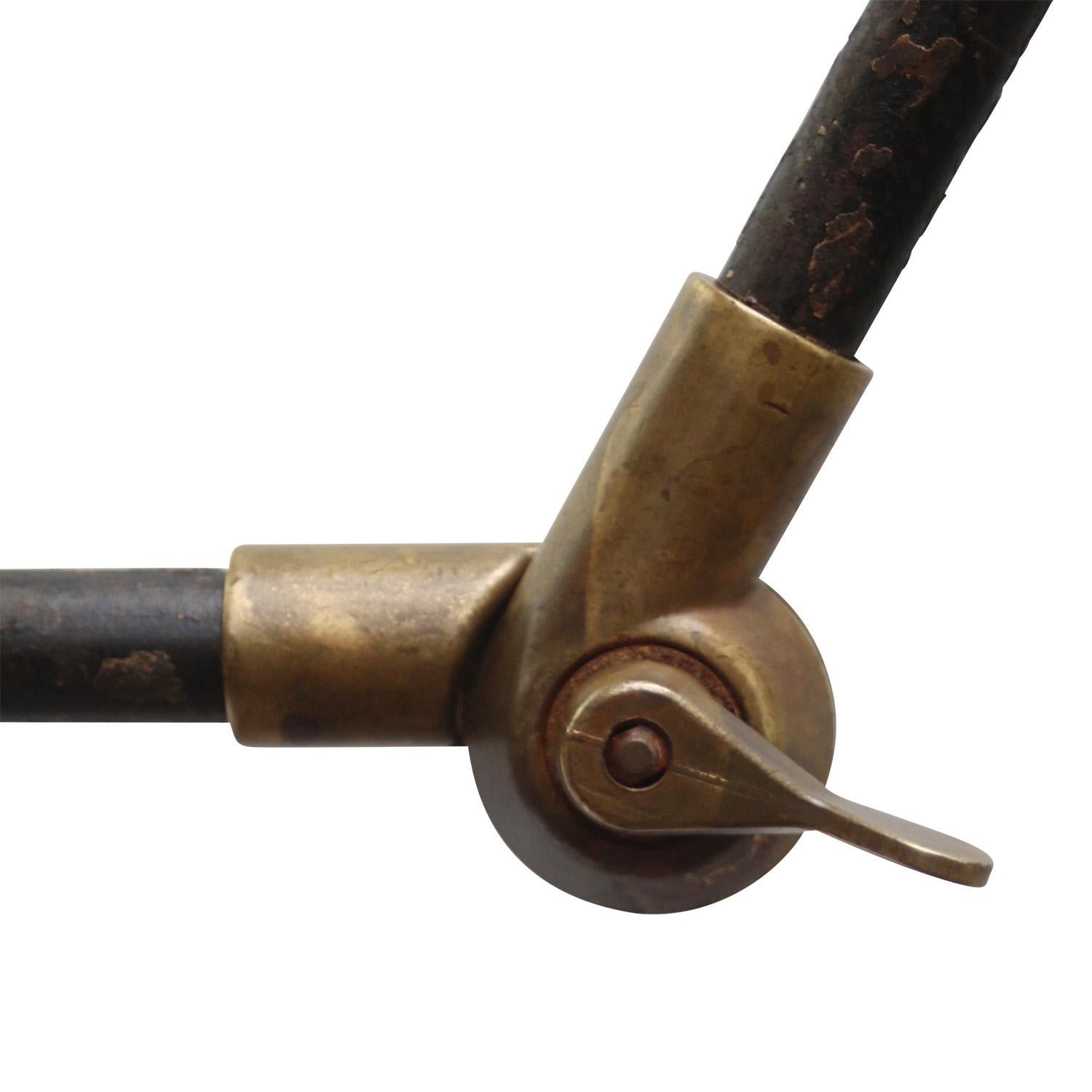 Blue 2-Arm Metal Vintage Industrial Brass Machinist Work Wall Light In Good Condition For Sale In Amsterdam, NL