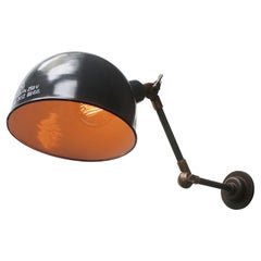 Lampada da parete blu a 2 bracci in metallo vintage industriale in ottone per macchinisti