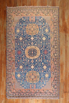 Zabihi Collection Blue 20th Century Khotan Antique Gallery Rug