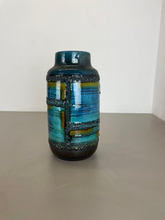 blue 31cm Ceramic Brutalist Vase Fat Lava by Carstens Tönnieshof, Germany, 1970s