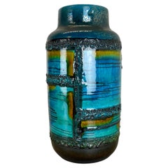 blue 31cm Ceramic Brutalist Vase Fat Lava by Carstens Tönnieshof, Germany, 1970s