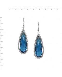 32 Karat Blauer Topas Weißer Diamant Designer-Ohrringe aus 18 Karat Weißgold