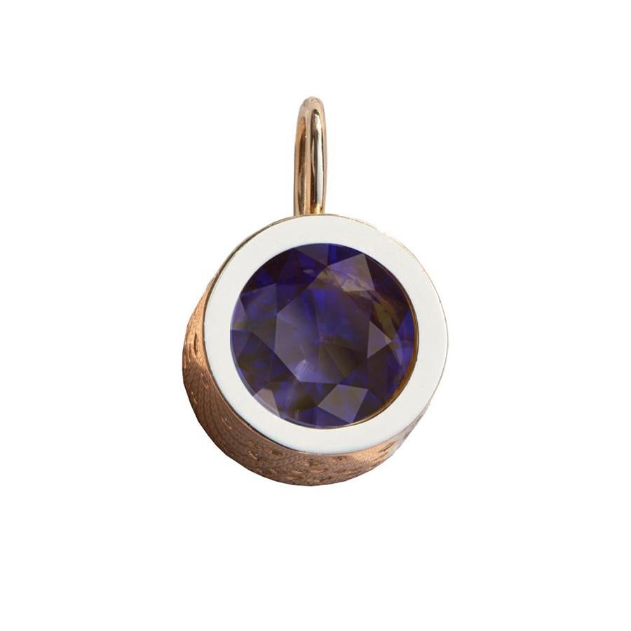 Modern Blue 5ct Sapphire Constellation Pendant 10Kt Gold with Diamonds For Sale