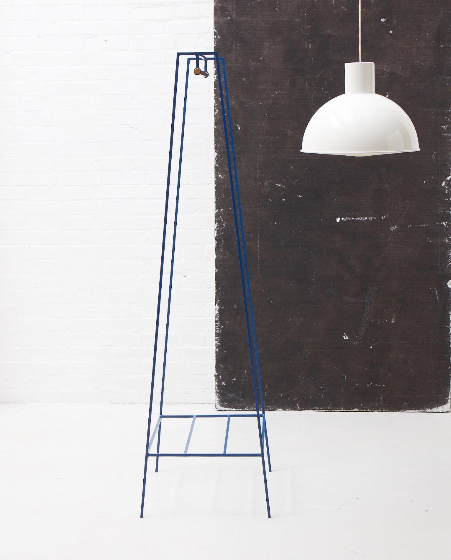 The steel slimline 'A' clothes rail is one of &New's signature pieces. A stunning addition to any bedroom or hallway, the minimal design looks delicate but is surprisingly robust. This one is powder coated in blueberry, but the clothes rail is