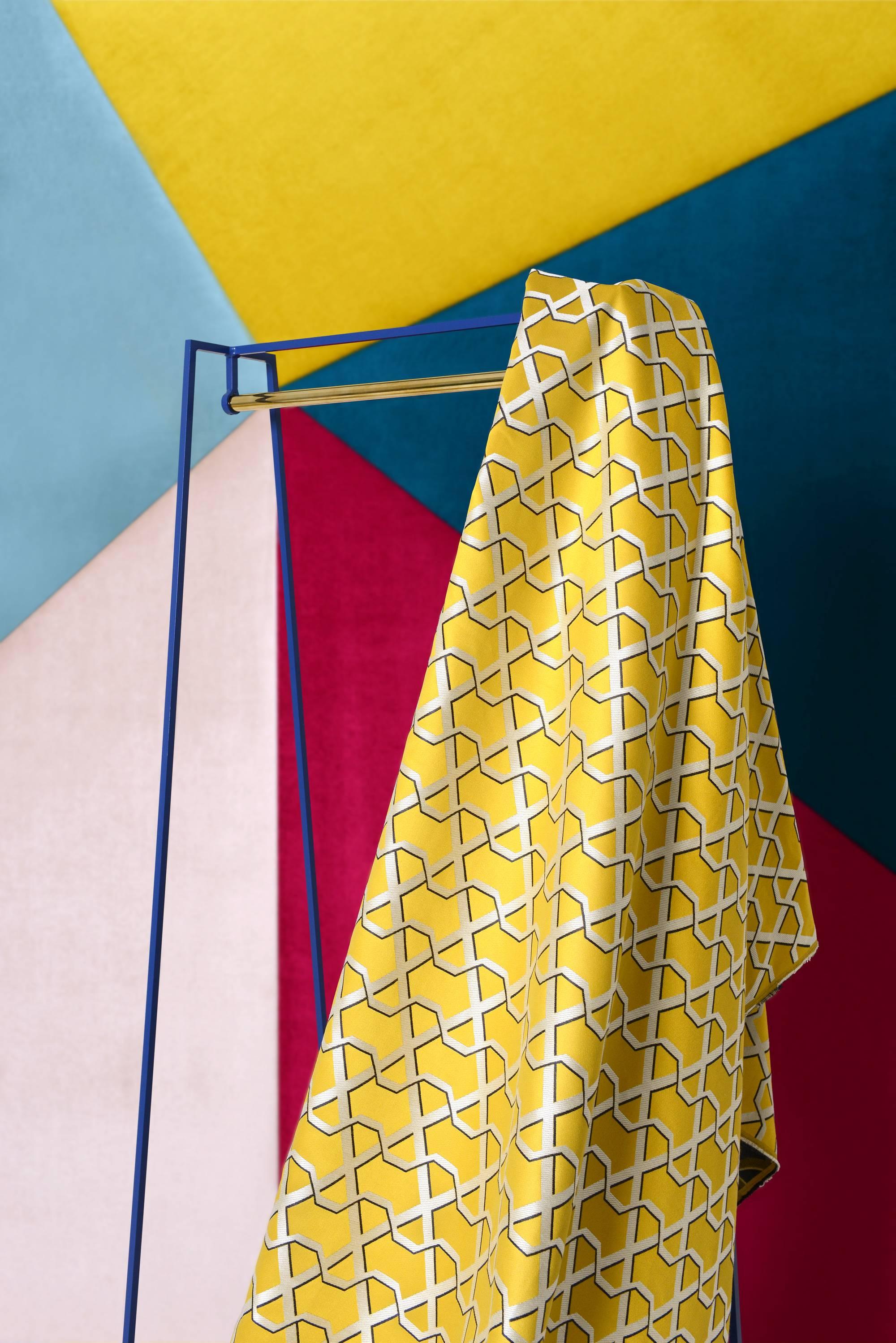 Modern Blue ‘A' Clothes Rail with a Brass Pole Luxury Clothes Hanger For Sale