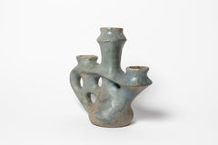 Chandelier en sculpture de céramique abstraite bleue de Sebastien Quimper