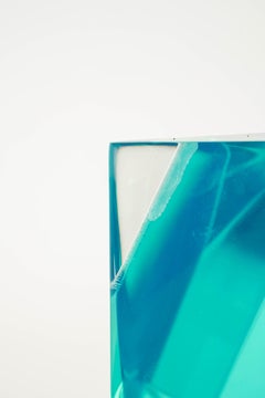 Blue Abstract Lucite Sculpture