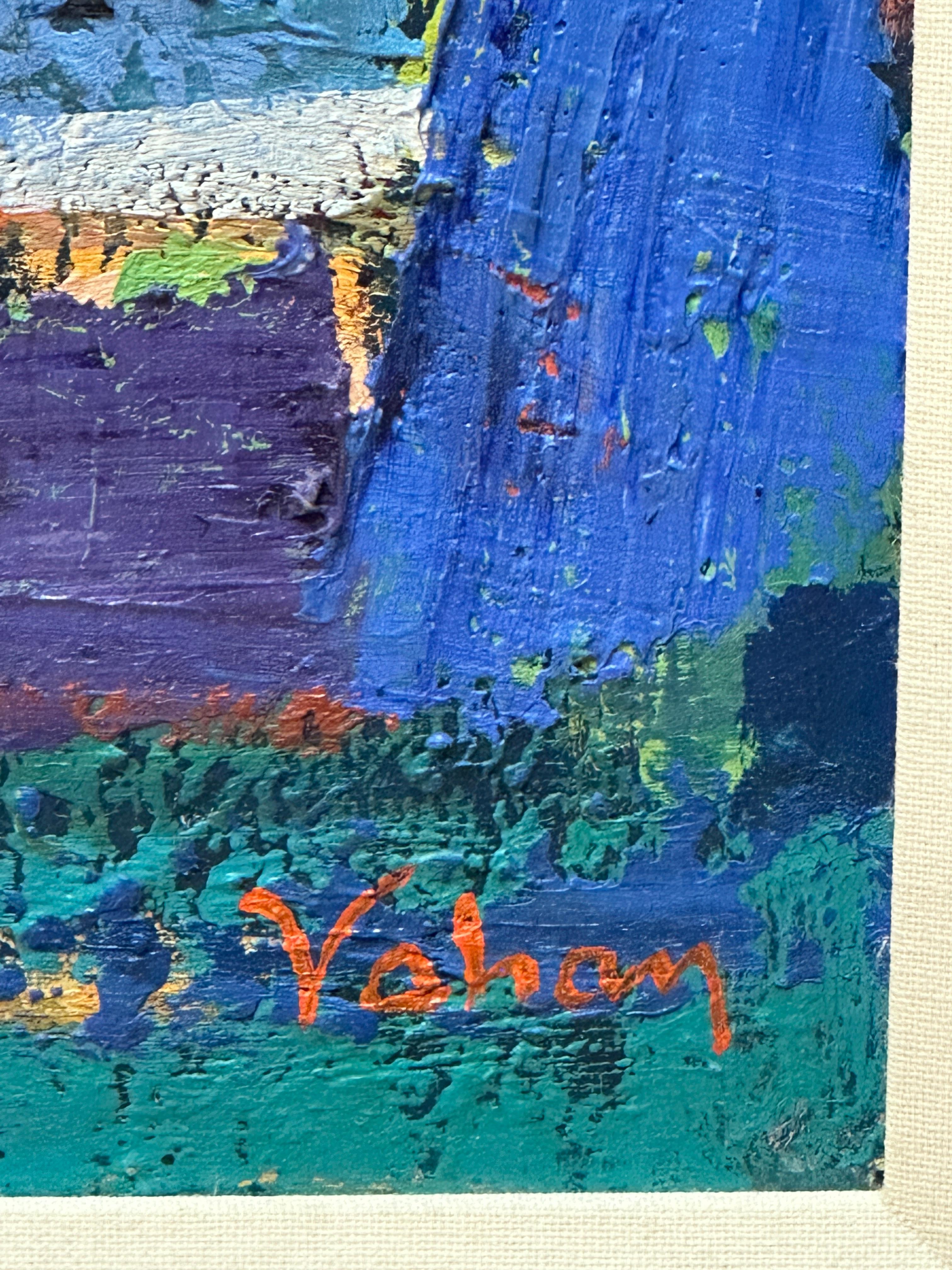XXIe siècle et contemporain Peinture à l'huile abstraite bleue de Vahan Yervandyan en vente