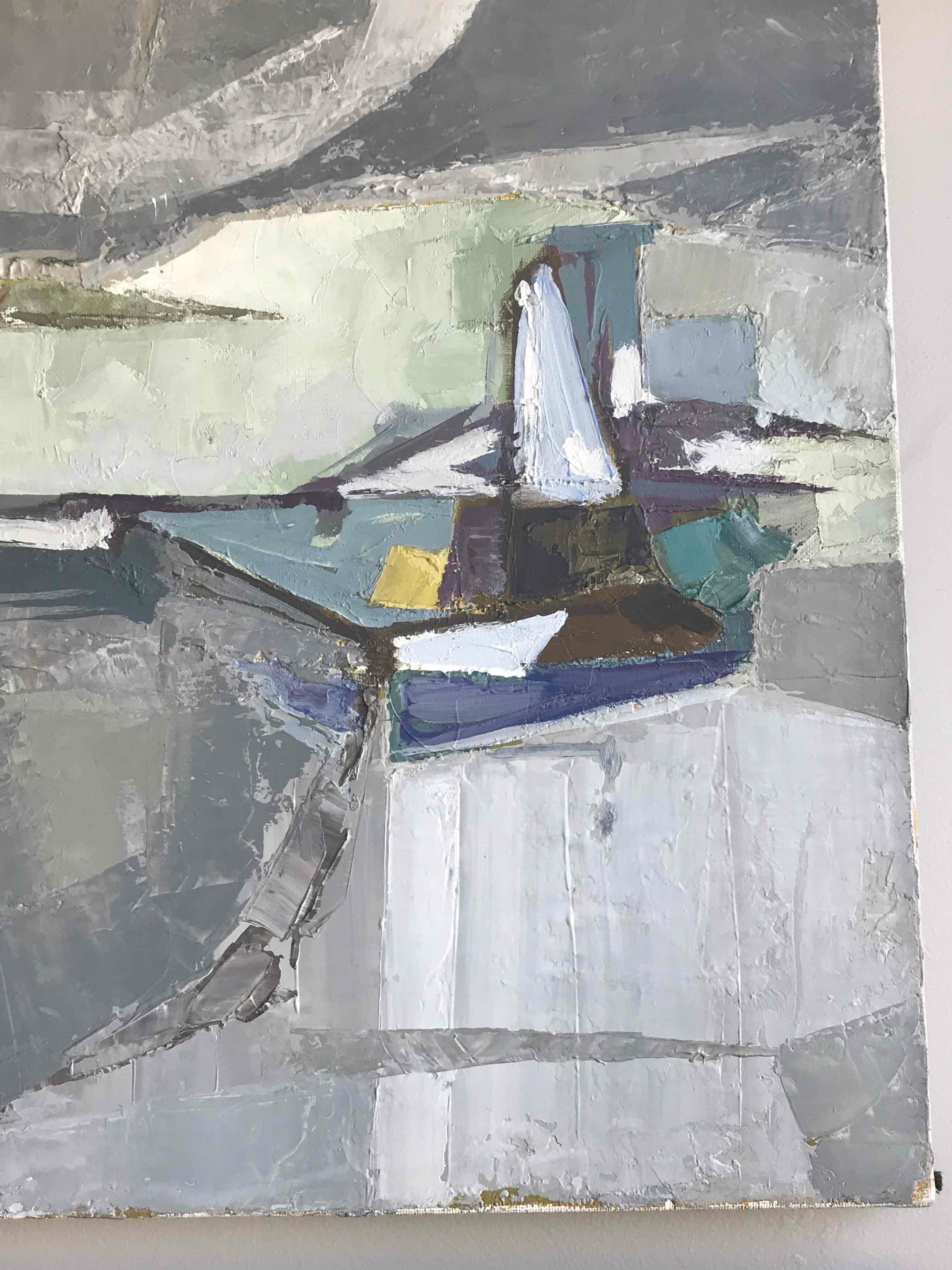 Abstracted landscape oil painting from 1960s France by artist Planet. With wonderfully layered blue-gray tones, the piece evokes paintings by Cezanne or Richard Diebenkorn. 

France, circa 1960

Dimensions: 23.5W x 1D x 29H