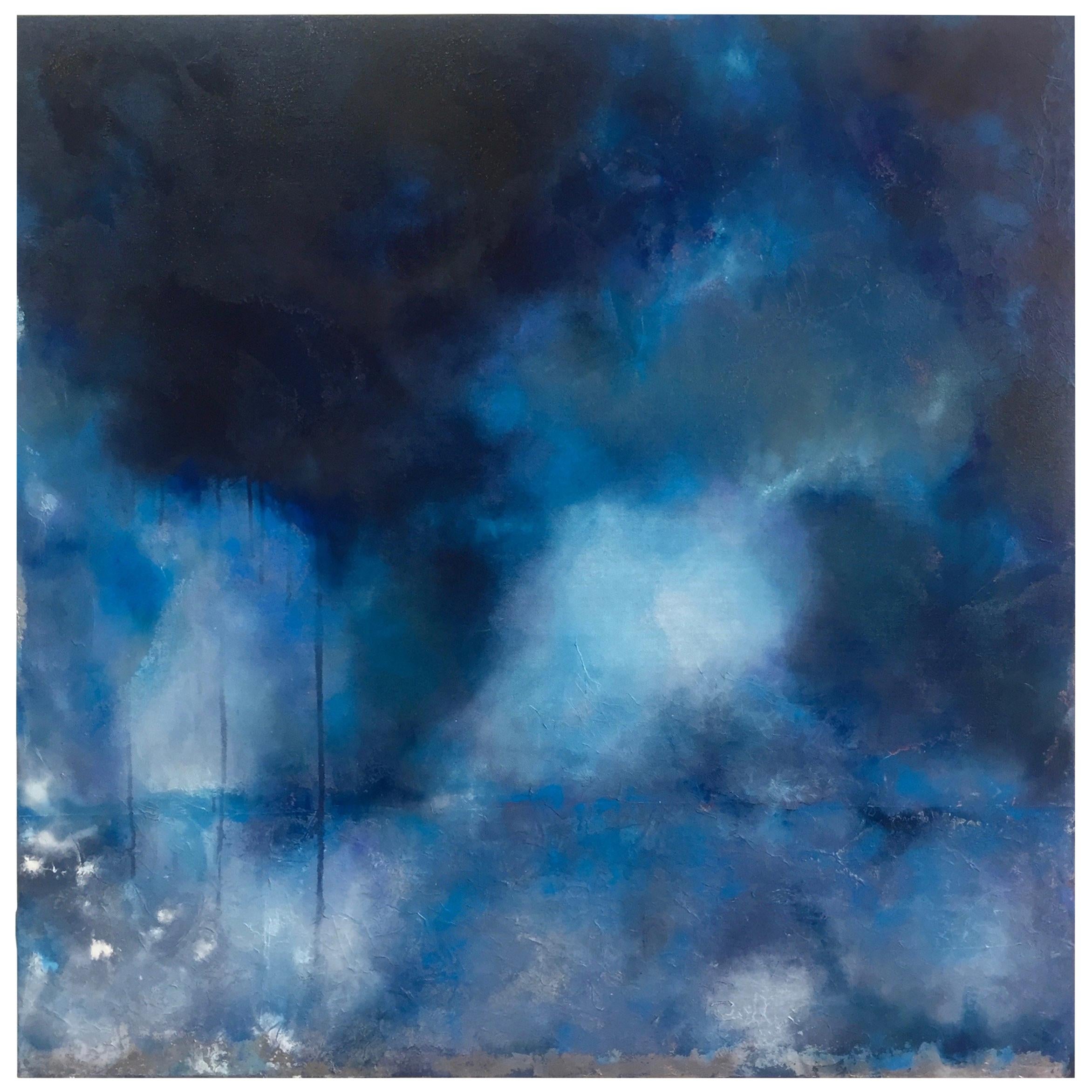 Blue Abstract Painting Titled "Essence" by American Artist Emily Klima