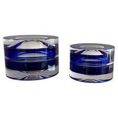 Blue Acrylic Large Round Box by Paola Valle