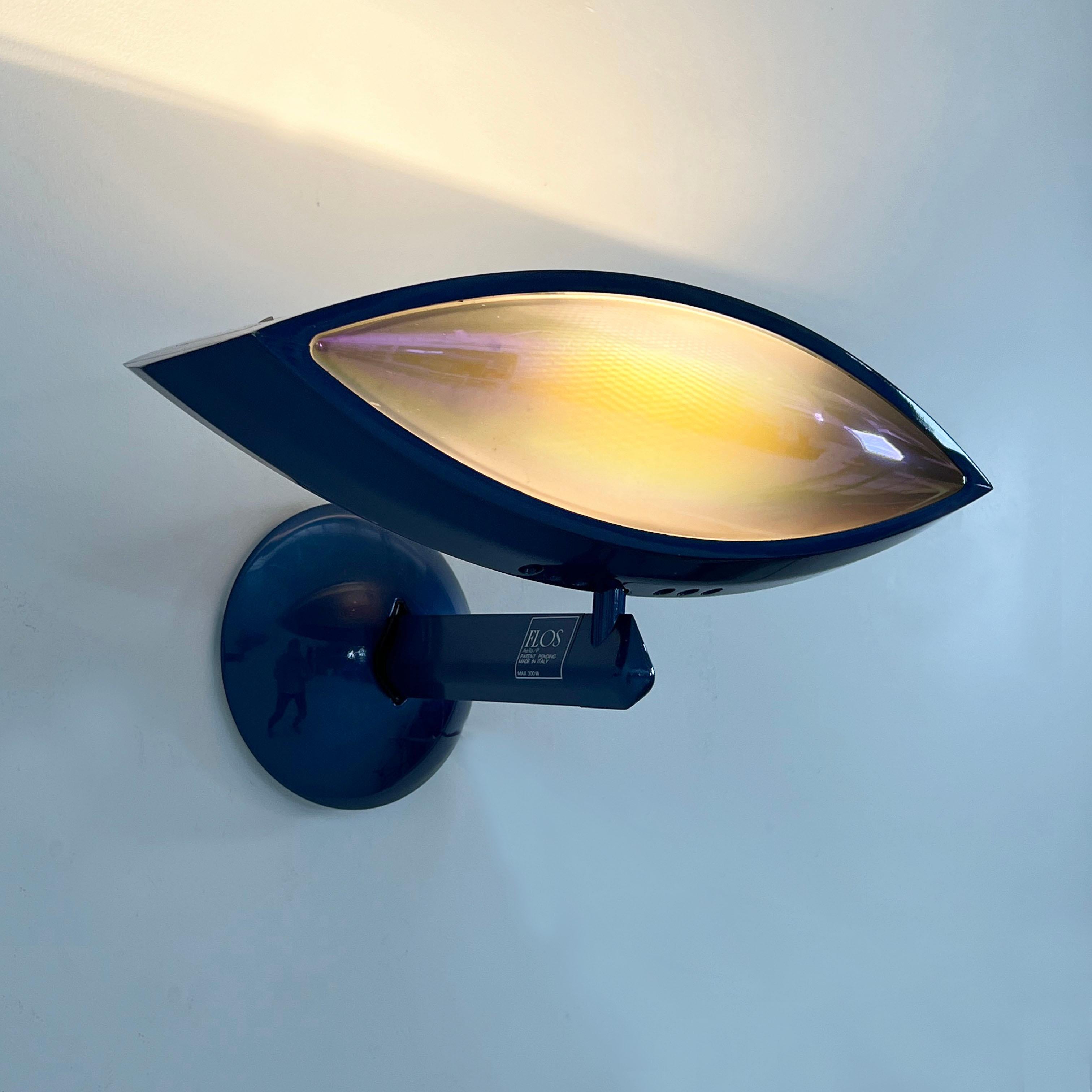 Blue Aeto Wall Lamp by Fabio Lombardo for Flos, 1980s For Sale 1