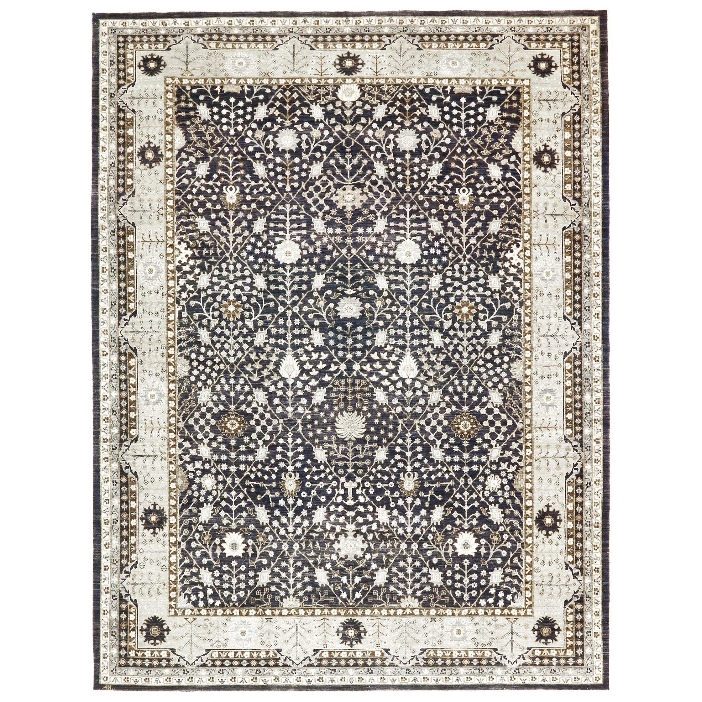 Blue Afghan Hand Knotted Rug