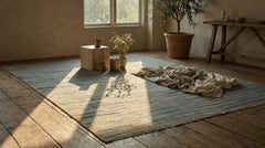 Blue Afghan Wool Hand Knotted Rug 9 ft x 14 ft, Tidal Horizon Weave