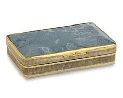 Tabatière en agate bleue et or