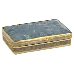 Blue Agate and Gold Snuff Box