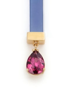 Ohrringe aus blauem Achat und Rhodolith aus 14K Gelbgold, von SERAFINO
