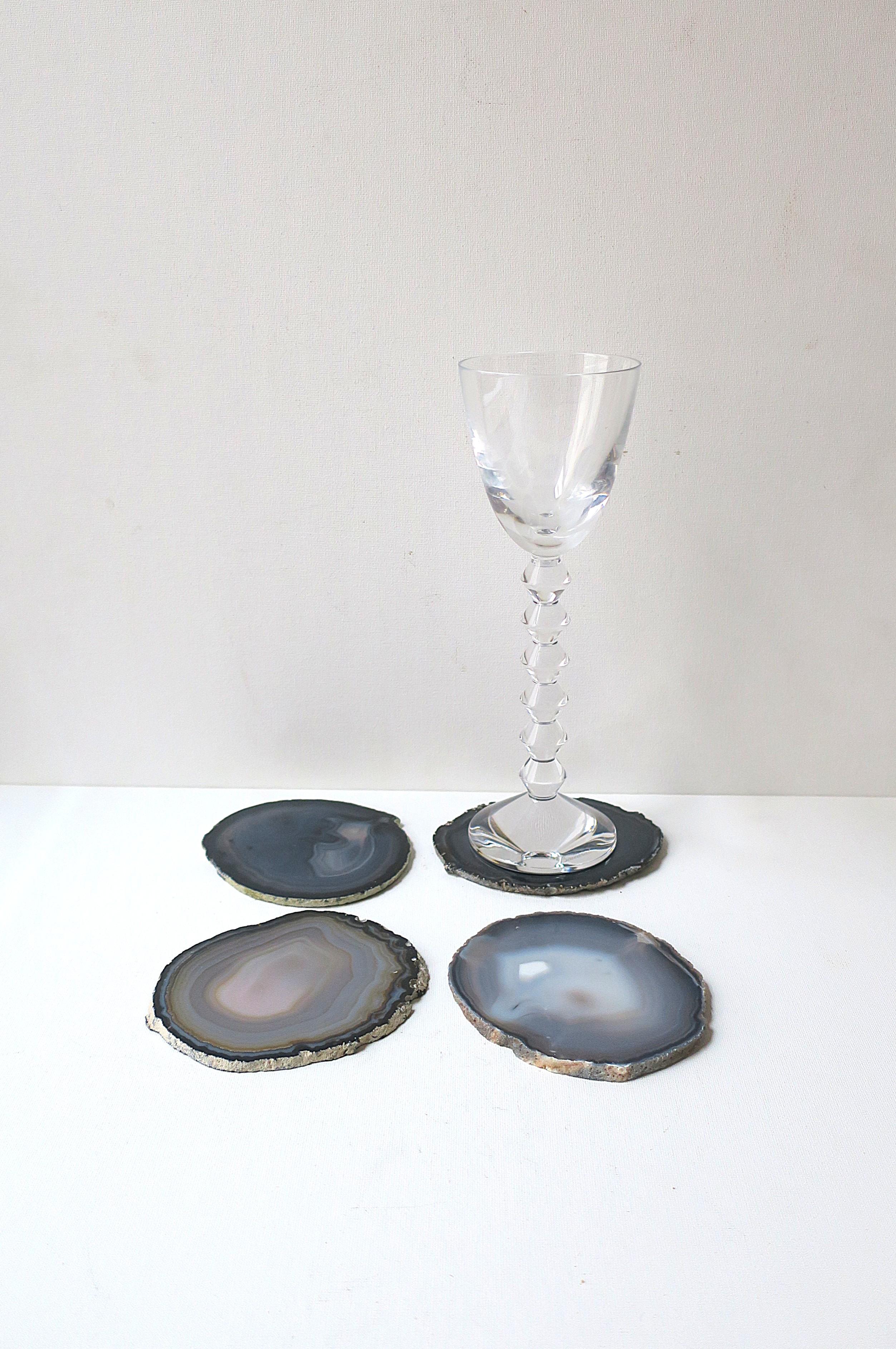 Organic Modern Blue Agate Coasters, Set of 4 For Sale