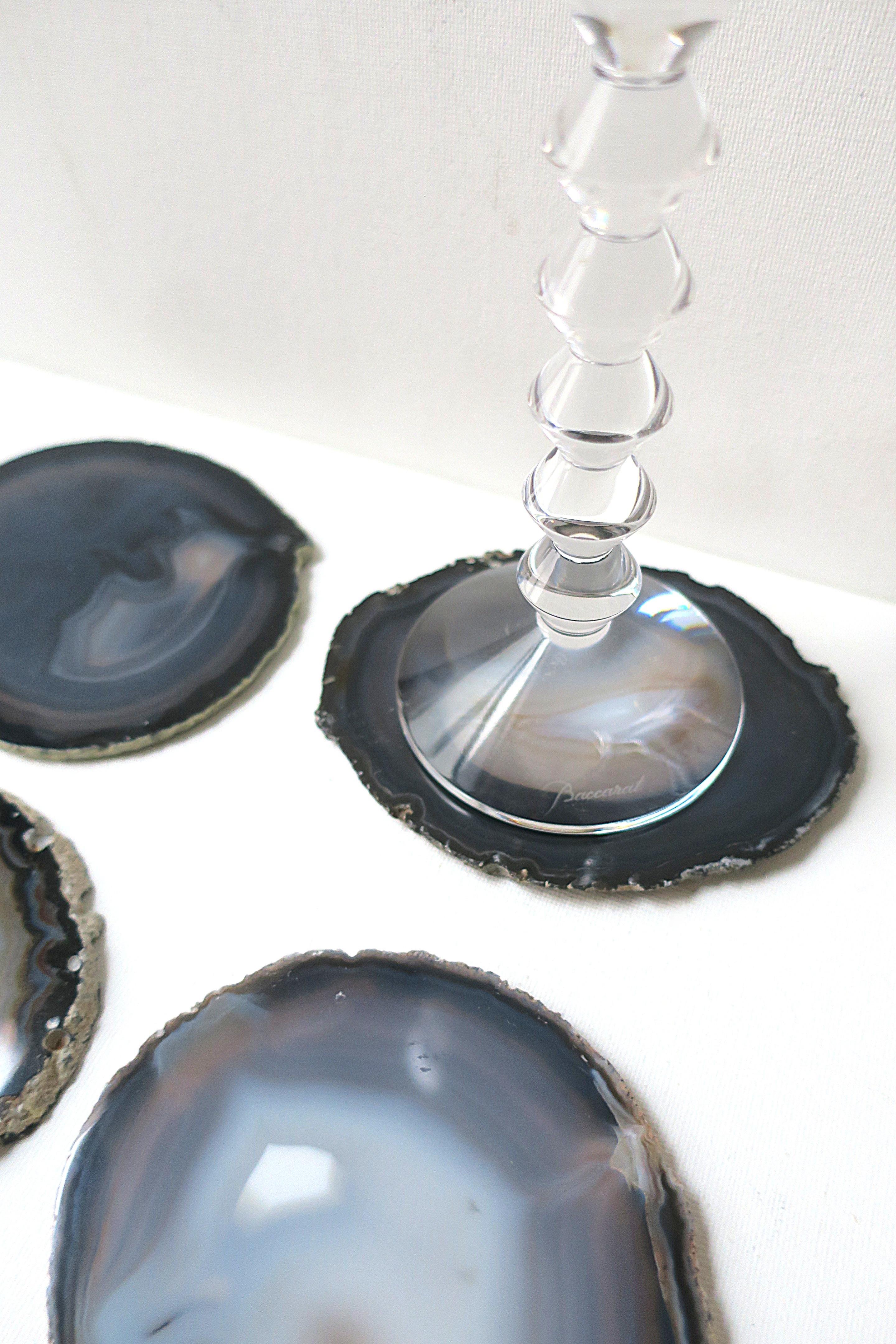 Blue Agate Coasters, Set of 4 In Good Condition For Sale In New York, NY