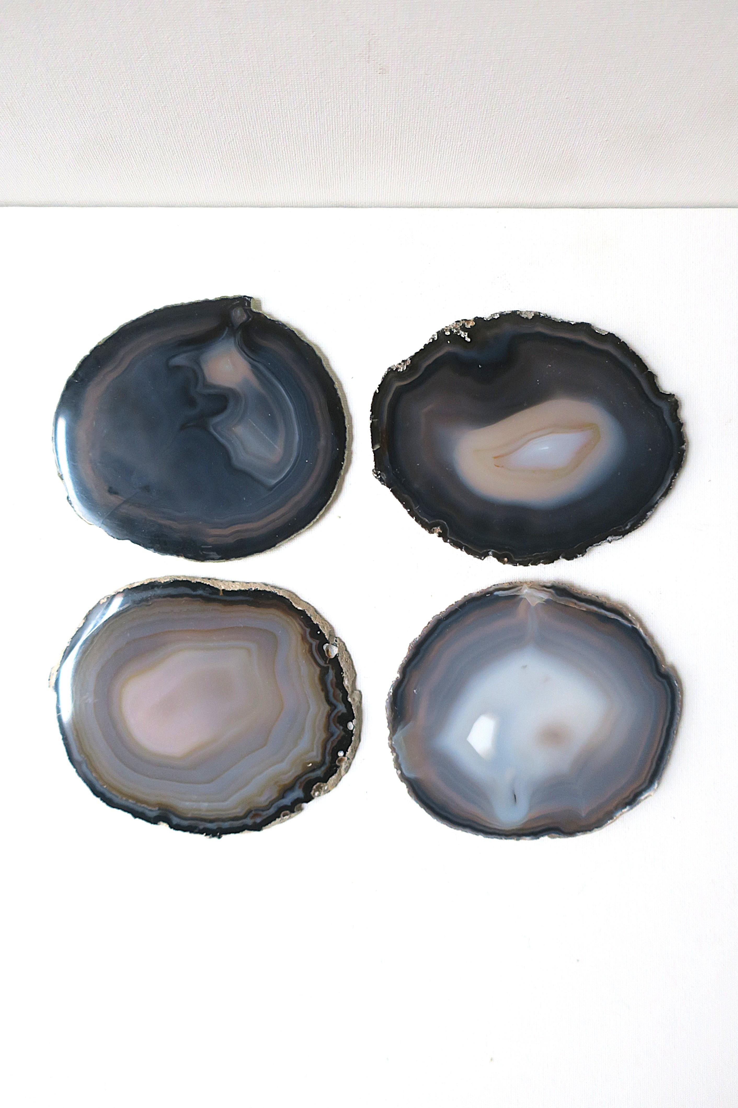 Contemporary Blue Agate Coasters, Set of 4 For Sale