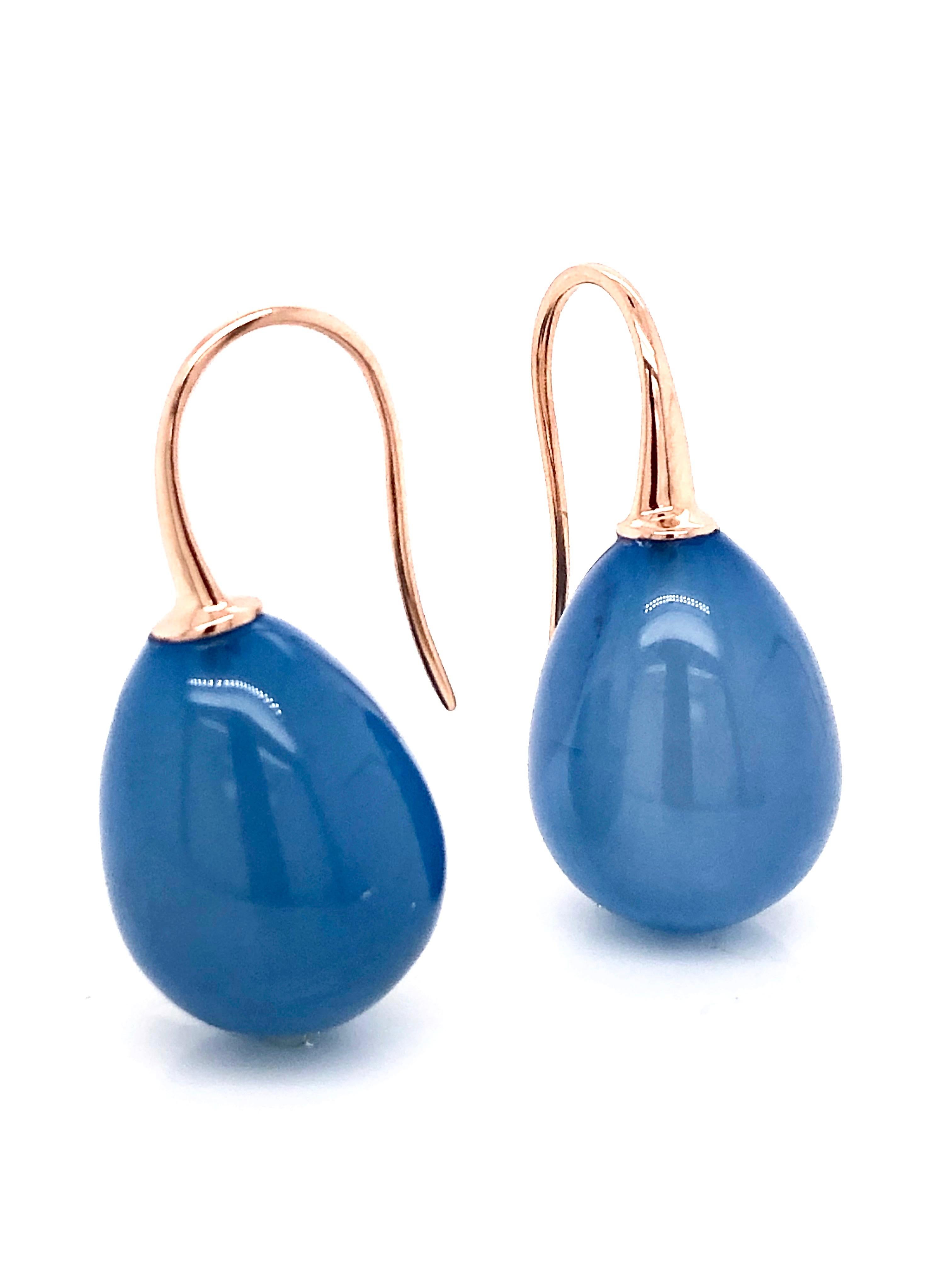 Contemporary Blue Agate on Rose Gold Drop Earring