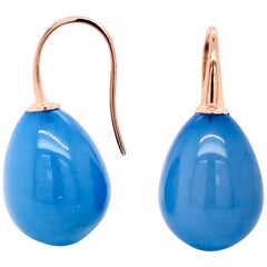 Blue Agate on Rose Gold Drop Earring