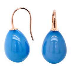 Blue Agate on Rose Gold Drop Earring